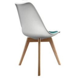 Fusion Living Soho White & Teal Plastic Dining Chair With Squared Light Wood Legs - thumbnail 4