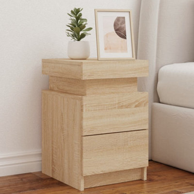 Berkfield Bedside Cabinet With Led Lights Sonoma Oak 35X39X55 Cm - image 1