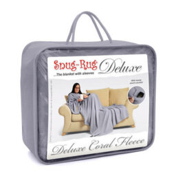 Lilac Grey Snug Rug Deluxe Blanket With Sleeves Luxury Cosy Super Soft Coral Fleece Fabric Long Oversized Pouch Pocket Adults - thumbnail 3