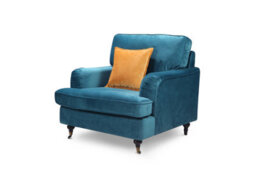 1 Seater Sofa In Turquoise Teal Velvet Fabric - thumbnail 3