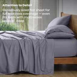 Aspire Homeware 100% Egyptian Cotton Flat Sheet Deep Coverage Ultracool Flat Bedding Grey Sheet King, (L)298Cmx(W)270Cm - thumbnail 5