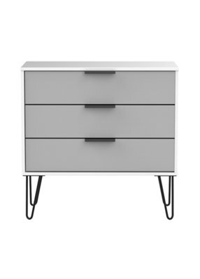 Osaka 3 Drawer Chest Of Drawers In Grey & White (Ready Assembled) - image 1