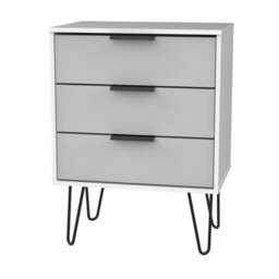 Osaka 3 Drawer Chest Of Drawers In Grey & White (Ready Assembled) - thumbnail 3