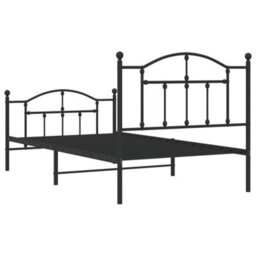 Berkfield Metal Bed Frame With Headboard And Footboard Black 100X190 Cm - thumbnail 7