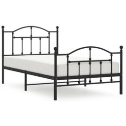 Berkfield Metal Bed Frame With Headboard And Footboard Black 100X190 Cm - thumbnail 2