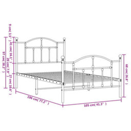 Berkfield Metal Bed Frame With Headboard And Footboard Black 100X190 Cm - thumbnail 9