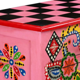 Berkfield Console Table Solid Mango Wood Pink Hand Painted - thumbnail 6