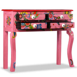 Berkfield Console Table Solid Mango Wood Pink Hand Painted - thumbnail 2