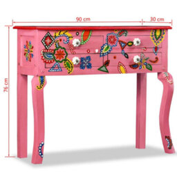 Berkfield Console Table Solid Mango Wood Pink Hand Painted - thumbnail 7