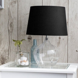 Wyld and Coco Lumicasa Table Lamp With Transparent Glass Base And Black Drum Shade, W30 X D30 X H45Cm - thumbnail 2
