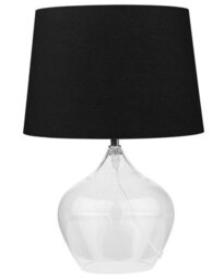 Wyld and Coco Lumicasa Table Lamp With Transparent Glass Base And Black Drum Shade, W30 X D30 X H45Cm - thumbnail 3