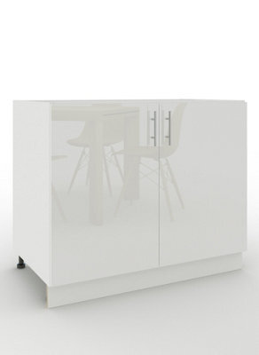 Jd Greta Adjustable Legs Kitchen Base Unit 1000mm Storage Cabinet With Door Shelf 100Cm - White Gloss - image 1
