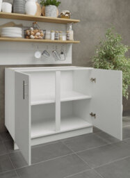 Jd Greta Adjustable Legs Kitchen Base Unit 1000mm Storage Cabinet With Door Shelf 100Cm - White Gloss - thumbnail 3