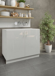 Jd Greta Adjustable Legs Kitchen Base Unit 1000mm Storage Cabinet With Door Shelf 100Cm - White Gloss - thumbnail 2