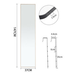 Living And Home Gold Rectangle Full Length Mirror Wall Mounted Or Over The Door Floor Mirror Framed Mirror 37 X 147 Cm - thumbnail 5