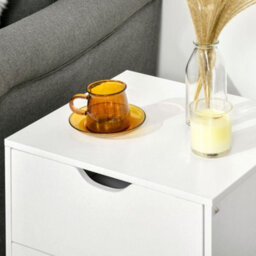 Homcom Bedside Table With Drawer, Side Table With Pine Wood Legs, White - thumbnail 9