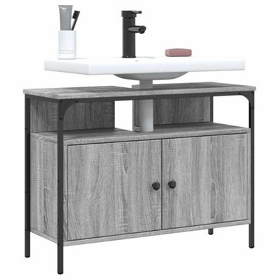 Walplus Bathroom Sink Cabinet Grey Sonoma 80X30X60 Cm Engineered Wood - image 1