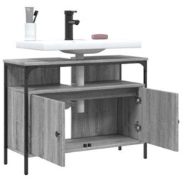 Walplus Bathroom Sink Cabinet Grey Sonoma 80X30X60 Cm Engineered Wood - thumbnail 4