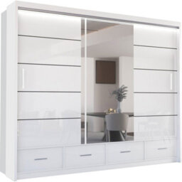 Sliding Wardrobes 4 u LTD Sliding Wardrobes 4U Bradford Modern High Gloss Sliding Door Wardrobe In 3 Colors & Sizes - (White - W2550mm, H2200mm) - thumbnail 2