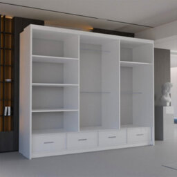 Sliding Wardrobes 4 u LTD Sliding Wardrobes 4U Bradford Modern High Gloss Sliding Door Wardrobe In 3 Colors & Sizes - (White - W2550mm, H2200mm) - thumbnail 5