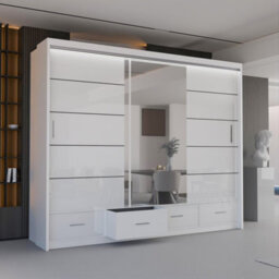 Sliding Wardrobes 4 u LTD Sliding Wardrobes 4U Bradford Modern High Gloss Sliding Door Wardrobe In 3 Colors & Sizes - (White - W2550mm, H2200mm) - thumbnail 4