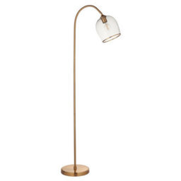 Luminosa Lighting Luminosa Ashcroft Glass Floor Lamp Brushed Aged Brass Plate & Clear Glass E27 - thumbnail 7