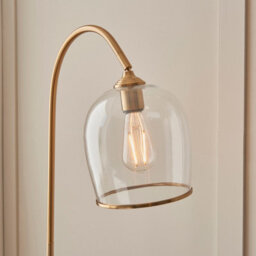 Luminosa Lighting Luminosa Ashcroft Glass Floor Lamp Brushed Aged Brass Plate & Clear Glass E27 - thumbnail 5