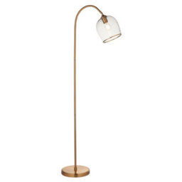 Luminosa Lighting Luminosa Ashcroft Glass Floor Lamp Brushed Aged Brass Plate & Clear Glass E27 - thumbnail 1
