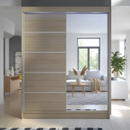 Sliding Door Wardrobe Camino 3 With Mirror And Rgb Led Lights Sonoma - thumbnail 1