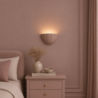 Valuelights Leonardo Dusky Pink Ceramic Scallop Flush Wall Sconce Light - image 1