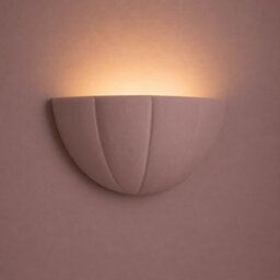 Valuelights Leonardo Dusky Pink Ceramic Scallop Flush Wall Sconce Light - thumbnail 2