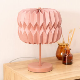 Valuelights Bett Pink Metal Table Lamp With Origami Paper Fold Lampshade Living Room Bedside Light - Bulb Included - thumbnail 3