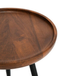 MH London Chervey Walnut Solid Wood Side Table Living Room Bedside Small Side Table Round Side Table With Black Metal Legs - thumbnail 6