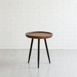MH London Chervey Walnut Solid Wood Side Table Living Room Bedside Small Side Table Round Side Table With Black Metal Legs - thumbnail 3