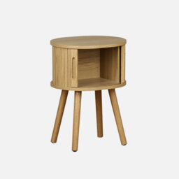 Sweeek - Scandinavian Bedside Table Wood Decor 2 Sliding Doors Legacy Natural 40X34X54.8 Cm - thumbnail 2
