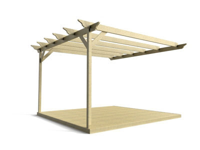 Arbor Garden Solutions Wall Mounted Pergola And Decking Complete Diy Kit, Orchid Design (3M X 3M, Light Green (Natural) Finish) - image 1