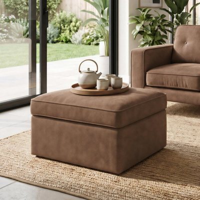 Furniturebox Uk Jasper Brown Faux Leather Storage Footstool - image 1