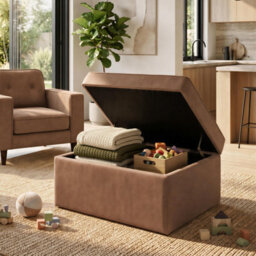 Furniturebox Uk Jasper Brown Faux Leather Storage Footstool - thumbnail 5