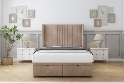 "Sloomy Hargrave Mink Naples Ottoman Bed Base With 54"" Wingback Headboard 3' Single" - image 1