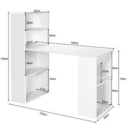 Gainoom Office White Computer Desk Wooden Pc Laptop Table Writing Workstation 6-Tier Storage Shelves - thumbnail 2