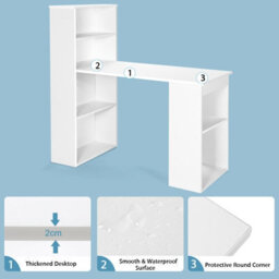 Gainoom Office White Computer Desk Wooden Pc Laptop Table Writing Workstation 6-Tier Storage Shelves - thumbnail 9
