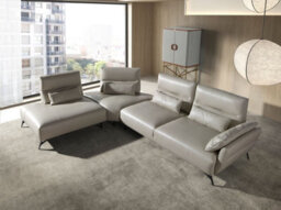 Angel Cerda Luxurious Left Chaise Longue Sofa In Sand Leather - thumbnail 2