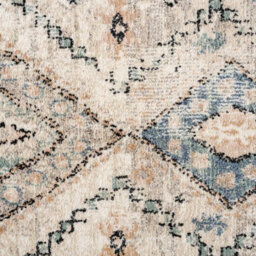 Loomed Neutral Blue Distressed Tribal Diamond Soft Living Area Rug 80X150Cm - thumbnail 3