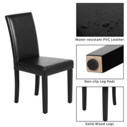 Yaheetech 4Pcs Black Dining Chair High Back Padded With Rubber Wood Legs - thumbnail 4
