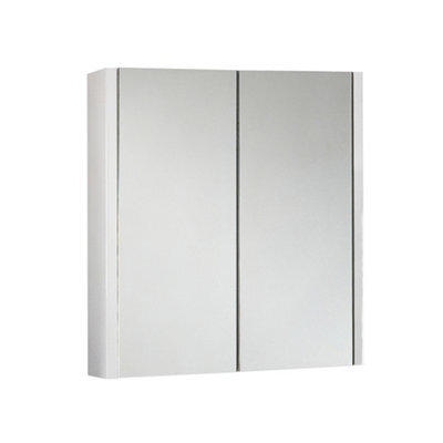 Homestylestore White Wall Mounted 2 Mirrored Door Bathroom Cabinet 617 X 650mm - image 1