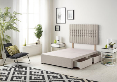 Somnior Beds Somnior Galaxy Plush Silver Divan Bed Base With 4 Drawers And Headboard - Small Double - image 1
