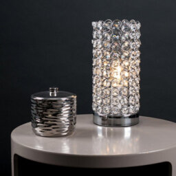 Valuelights Ducy Modern Chrome And Clear Acrylic Jewel Cylinder Touch Table Lamp - thumbnail 5