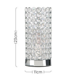 Valuelights Ducy Modern Chrome And Clear Acrylic Jewel Cylinder Touch Table Lamp - thumbnail 8
