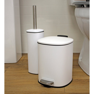 Showerdrape Capri White 3L Bathroom Bin & Toilet Brush Set - image 1
