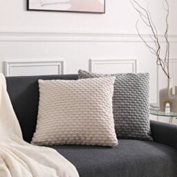 Living And Home Plush Throw Pillow With Pillow Insert Beige 45Cm X 45Cm - thumbnail 2